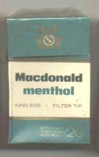Macdonald Menthol cigarettes hard box