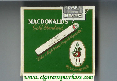 Macdonald's Gold Standard Export Finest Virginia Leaf green cigarettes wide flat hard box