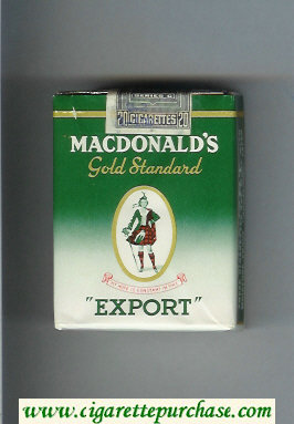Macdonald's Gold Standard Export green and white cigarettes soft box