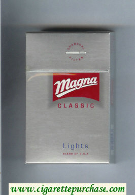 Magna Classic Lights Blend of USA silver and red cigarettes hard box