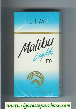 Malibu Lights Slims 100s cigarettes hard box