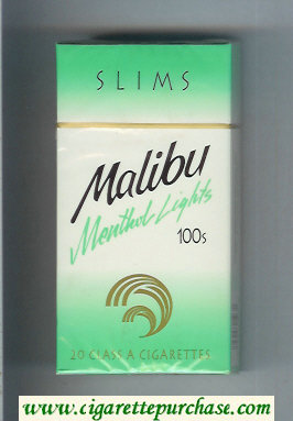 Malibu Menthol Lights Slims 100s cigarettes hard box