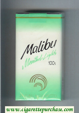 Malibu Menthol Lights 100s cigarettes soft box