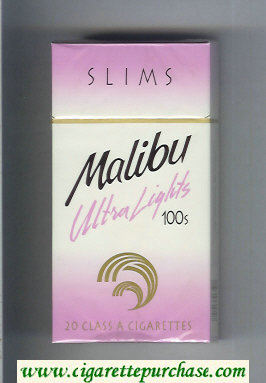 Malibu Ultra Lights Slims 100s cigarettes hard box