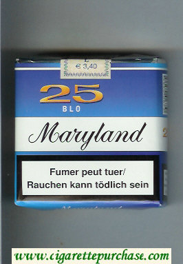 Maryland 25 Blo blue and white cigarettes soft box