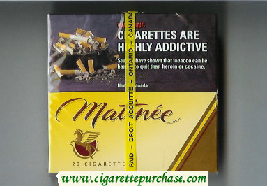 Matinee 20 cigarettes wide flat hard box