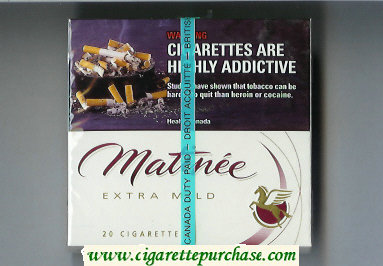 Matinee Extra Mild 20 cigarettes wide flat hard box