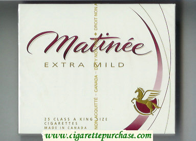 Matinee Extra Mild 25 Class A King Size cigarettes wide flat hard box