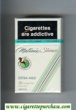 Matinee Slims Extra Mild Menthol cigarettes hard box