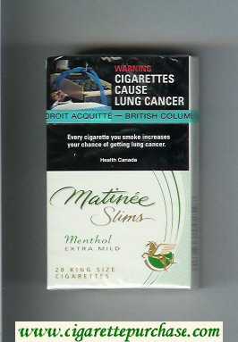 Matinee Slims Menthol Extra Mild cigarettes hard box