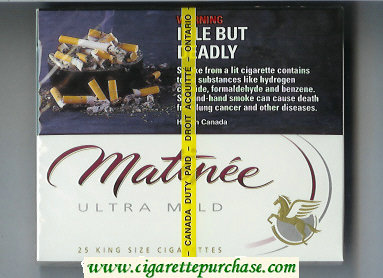 Matinee Ultra Mild 25 cigarettes wide flat hard box