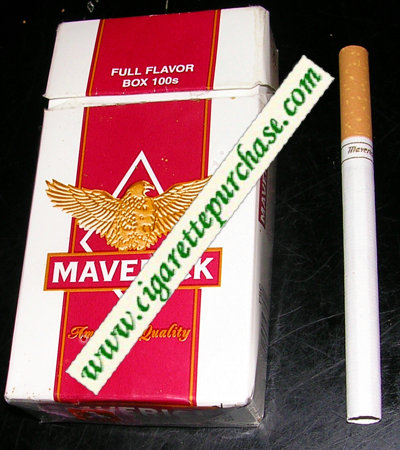 Maverick Full Flavor Box 100s white and red and yellow cigarettes hard box