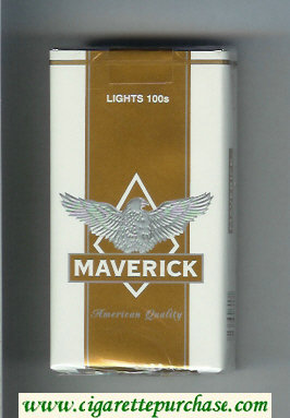 Maverick Lights 100s white and gold and grey cigarettes soft box