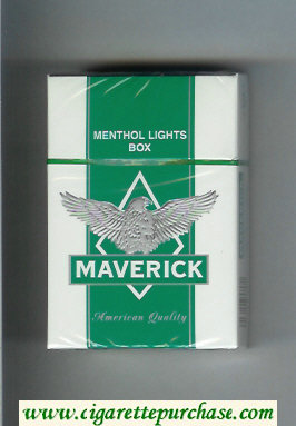 Maverick Menthol Lights white and green and grey cigarettes hard box