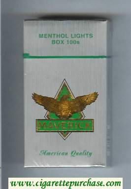 Maverick Menthol Lights Box 100s grey and gold and green cigarettes hard box