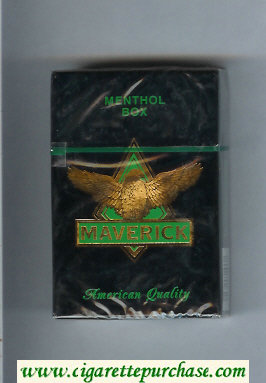 Maverick Menthol black and gold and green cigarettes hard box