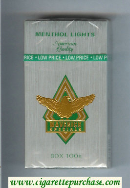 Maverick Specials Menthol Lights Box 100s grey and gold and green cigarettes hard box