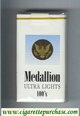 Medallion Ultra Lights 100s cigarettes soft box