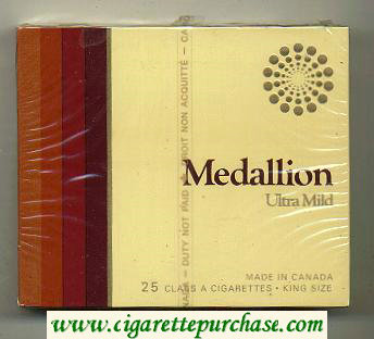 Medallion Ultra Mild 25 cigarettes wide flat hard box