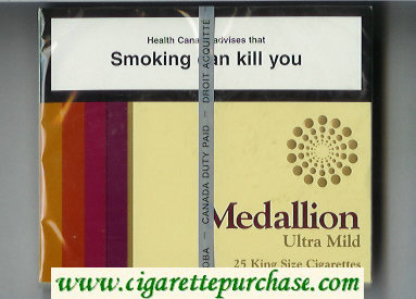 Medallion Ultra Mild 25 King Size cigarettes wide flat hard box