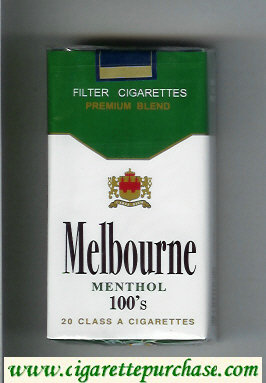 Melbourne Menthol 100s Premium Blend cigarettes soft box