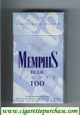 Memphis Blue American Blend Lights 100 cigarettes hard box