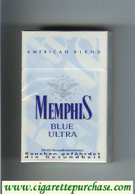 Memphis Blue Ultra American Blend cigarettes hard box