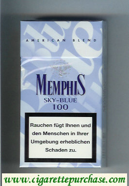 Memphis Sky-Blue 100s American Blend cigarettes hard box