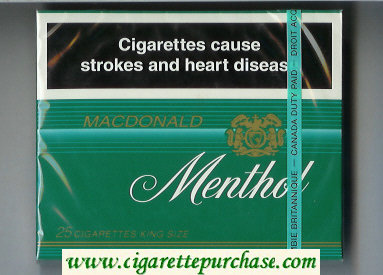 Menthol Macdonald 25 cigarettes wide flat hard box