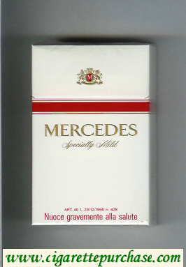 Mercedes Specially Mild white cigarettes hard box