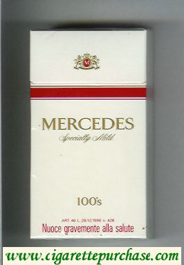 Mercedes Specially Mild 100s white cigarettes hard box