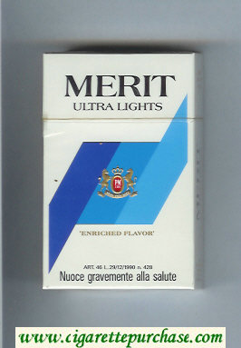 Merit Ultra Lights cigarettes hard box