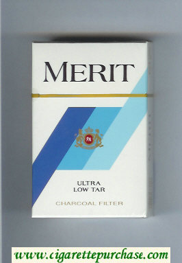 Merit white and blue cigarettes hard box