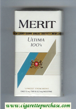 Merit Ultima 100s white cigarettes hard box