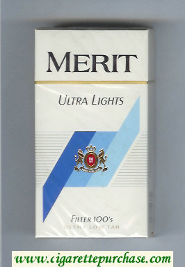 Merit Ultra Lights Filter 100s cigarettes hard box