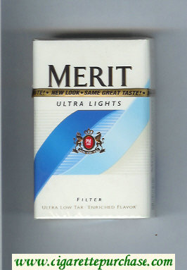 Merit Ultra Lights cigarettes hard box