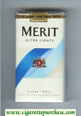 Merit Ultra Lights Filter 100s cigarettes soft box