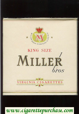 Miller Bros Virginia cigarettes wide flat hard box