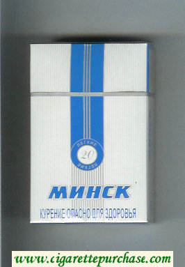 Minsk Legkie white and blue cigarettes hard box