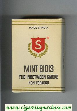 Mint Bidis white and red cigarettes hard box