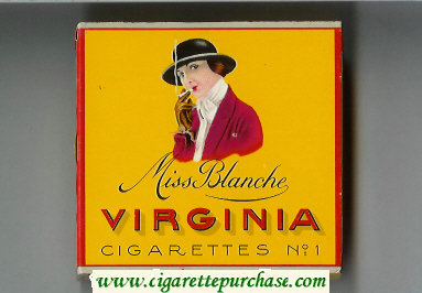 Miss Blanche Virginia cigarettes wide flat hard box