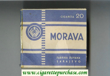 Morava white and blue cigarettes wide flat hard box