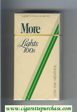 More Lights Menthol yellow and green 100s cigarettes hard box