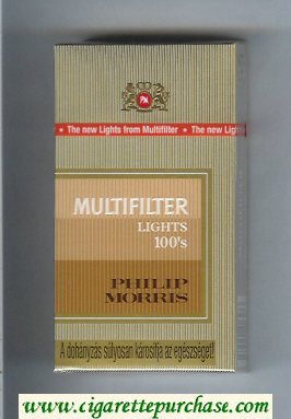 Multifilter Philip Morris Lights 100s cigarettes hard box