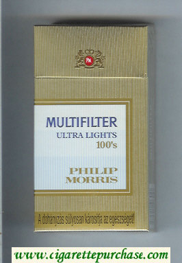 Multifilter Philip Morris Ultra Lights 100s cigarettes hard box