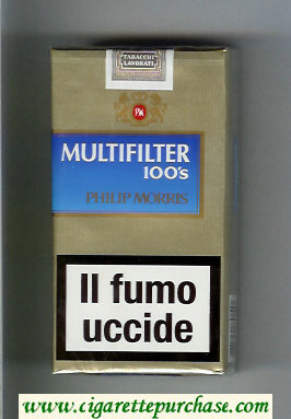 Multifilter Philip Morris gold and blue 100s cigarettes soft box