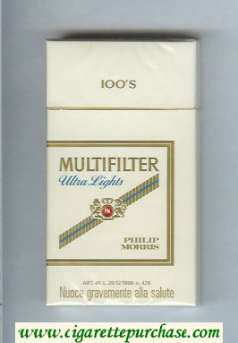 Multifilter Philip Morris Ultra Lights 100s cigarettes hard box