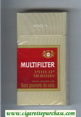 Multifilter Philip Morris 100s cigarettes hard box