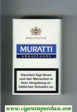 Muratti Ambassador Multifilter white and light blue and blue cigarettes hard box