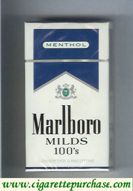 Discount Marlboro Milds Menthol white and blue 100s cigarettes hard box
